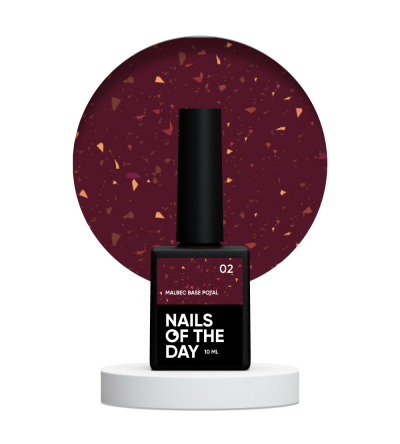NAILSOFTHEDAY Malbec base potal 02 – фантастично-вітражна база з золотою поталлю, 10 мл