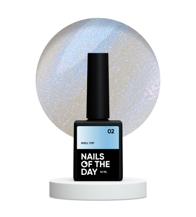 NAILSOFTHENIGHT Shell top 02 – перлинний топ з блакитною втиркою без липкого шару, 10 мл