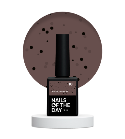 NailsOfTheDay MiDots gel polish 10 — світло–коричневий гель лак з чорними крапочками для нігтів, 10 мл