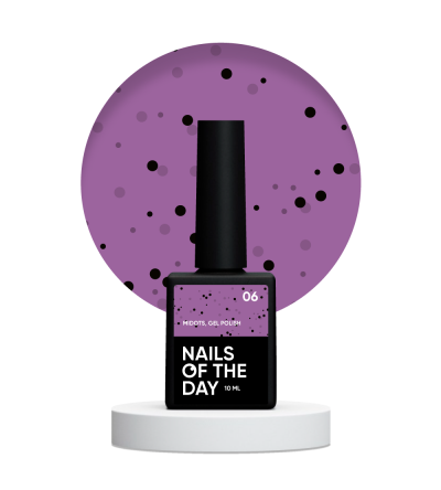 NailsOfTheDay MiDots gel polish 06 — фіолетовий гель лак з чорними крапочками для нігтів, 10 мл