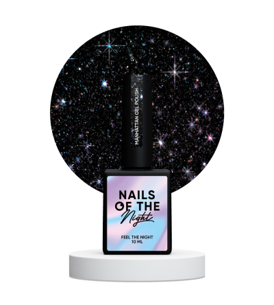 NailsOfTheNight Manhattan gel polish — чорний з голографік шимером світловідбивавючий гель–лак для нігтів,10 мл