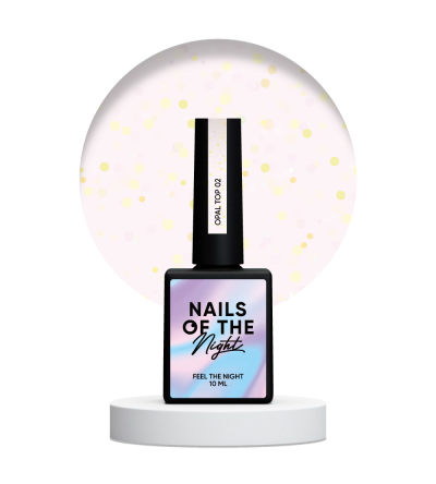 NailsOfTheNight Opal top 02— топ з опаловими блискітками на легкій молочній основі, без ЛШ та без уф-фільтрів для нігтів, 10 мл