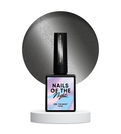 NailsOfTheNight Holographic Top Cat eye — голографічний топ без ЛШ з ефектом котячого ока,10 мл